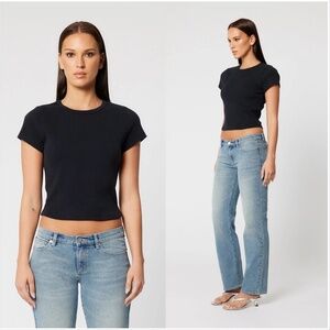 Abrand Jeans 90s Icon Baby Tee Black 100% Cotton